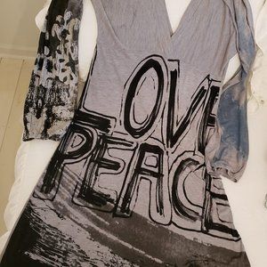 ELAN Dress Love Peace Enjoy Everyday! UNIQUE Large Long Sleeves SOFT! Boutique